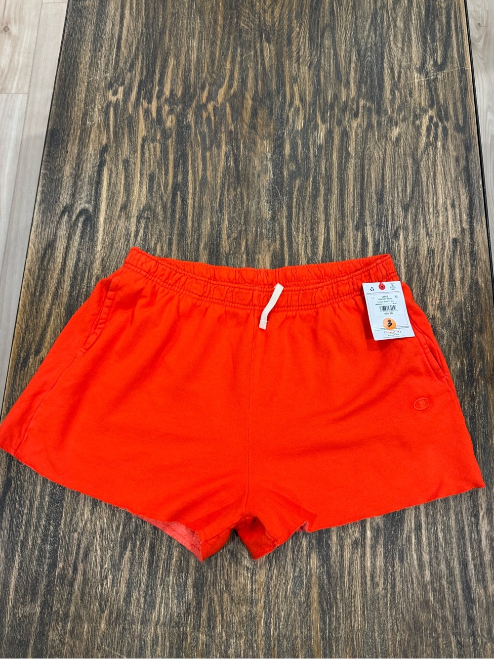 Champion Comfort Wash Vintage Wash 3” Shorts Orange Large NWT
